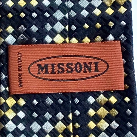 Missoni  Black & yellow all silk  skinny Tie made in Italy  🇮🇹 - Picture 1 of 9